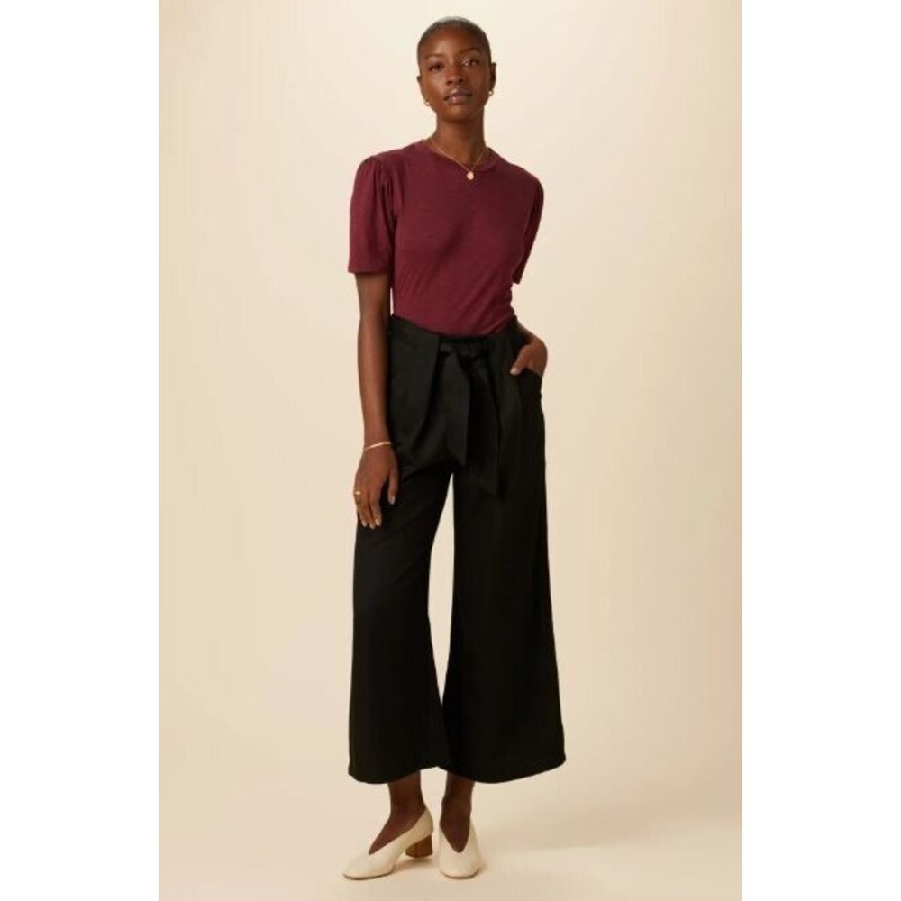 Amour Vert Women's Size Large Eldora Tencel Wide Leg Pant in Black MSRP $148.00